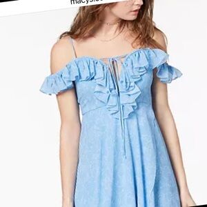 Disney Blue Strapless Dress with Ruffles